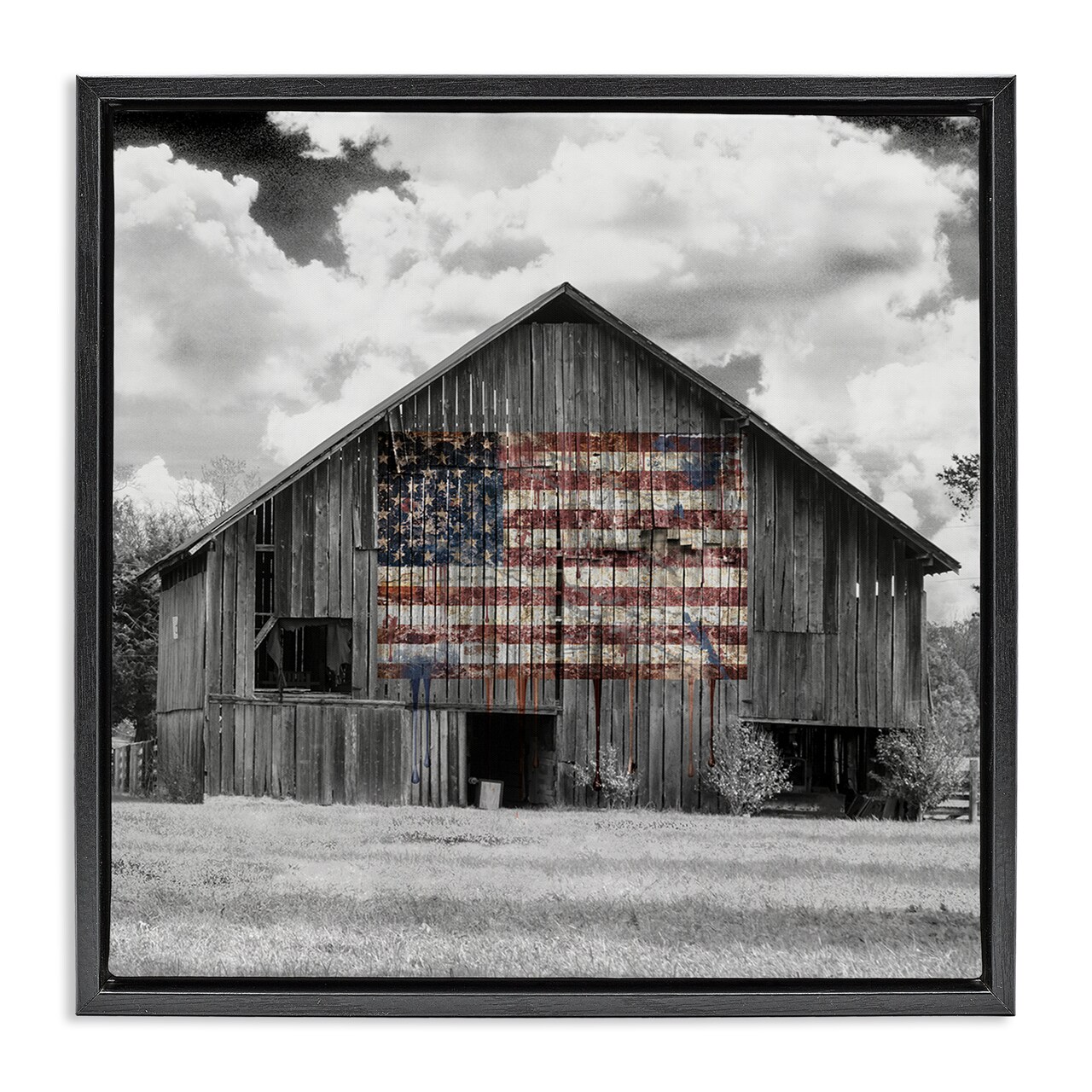 Stupell Industries Patriotic Rustic Barn Floating Frame, design by Sophie 6